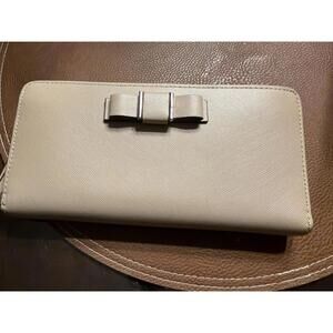 Coach Beige Leather Bow Accent Wallet